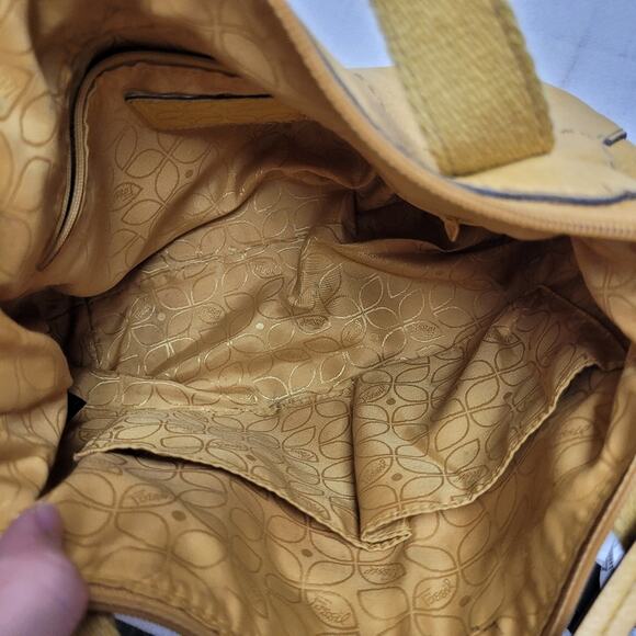 Fossil yellow mustard pebbled leather satchel bag shoulder purse - Picture 8 of 13